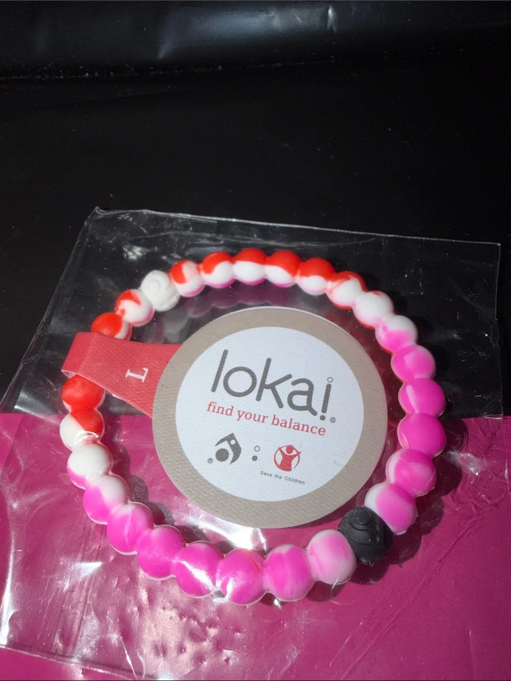 Lokai Kids Triple Bead Bracelet Set - White, Pink & Orange